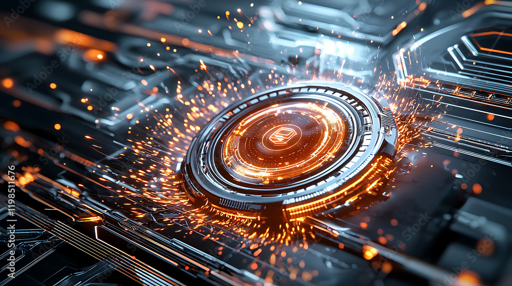 Aufkleber dynamic spark technology event futuristic circuit digital artwork close-up view innovation concept