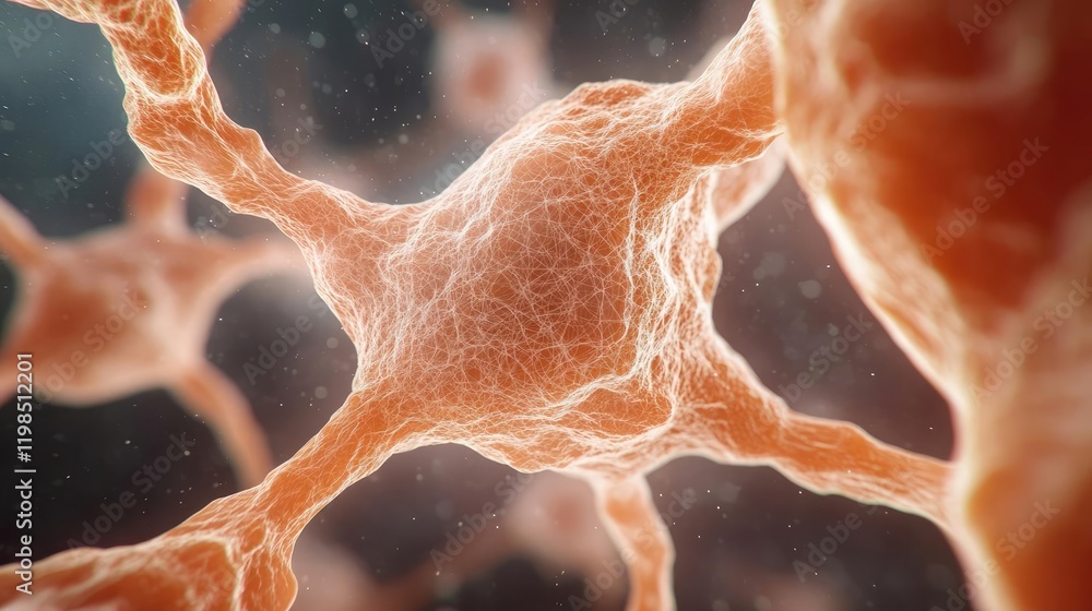 Aufkleber Dust pollution idea. Close-up view of neurons showcasing their intricate structure and connectivity.