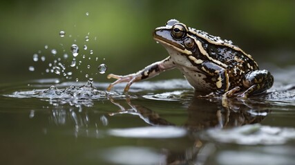 Moonlit Leap: The Striped Rocket Frog in the Night