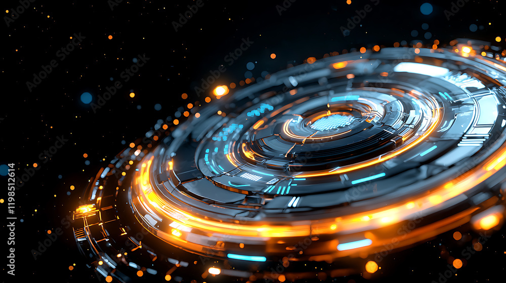 Poster dynamic futuristic technology concept digital environment abstract visuals high-tech design close-up