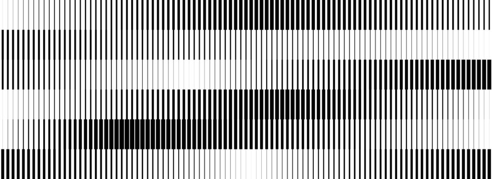 Thin line halftone gradient strips. Fading stripe gradation background. Repeating linear pattern backdrop. Black parallel lines wallpaper for overlay, print, cover. Vector Doppler effect concept