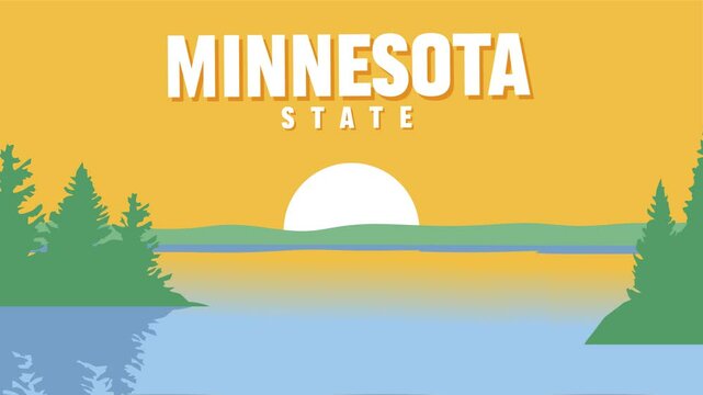 view in minnesota state with beautiful lake and sky