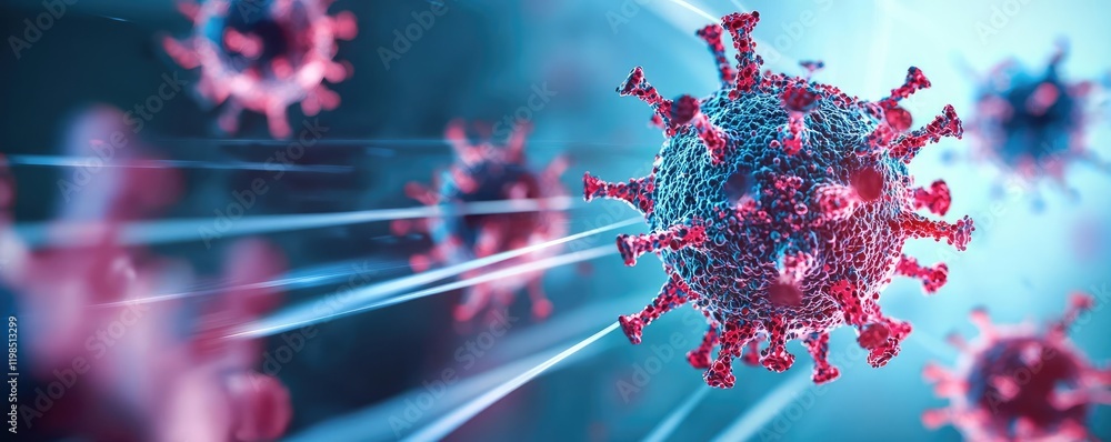 Aufkleber dust pollution concept. detailed visualization of a virus with vibrant colors and dynamic lighting.