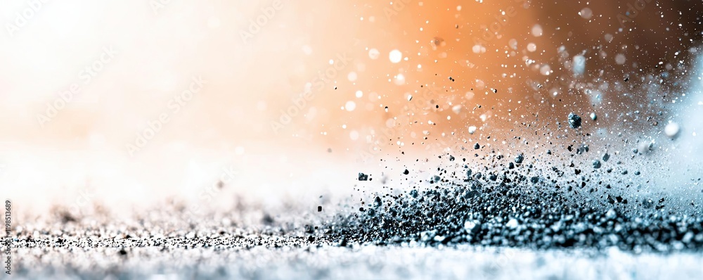 Poster dust pollution idea. abstract powder particles floating in the air, creating a mystical and vibrant 