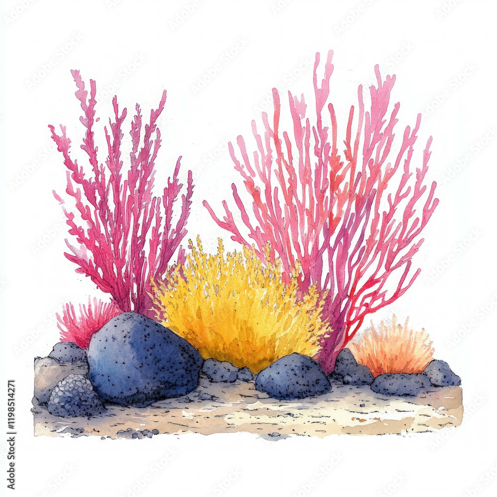 Poster Sea Plants Isolated