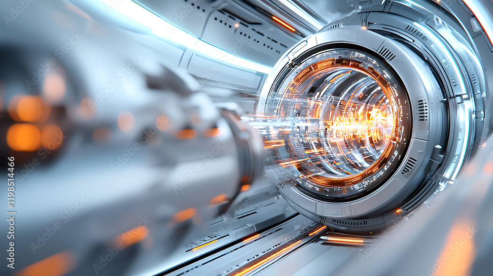 Poster fast-paced technological advancement futuristic environment 3d animation sci-fi concept dynamic view