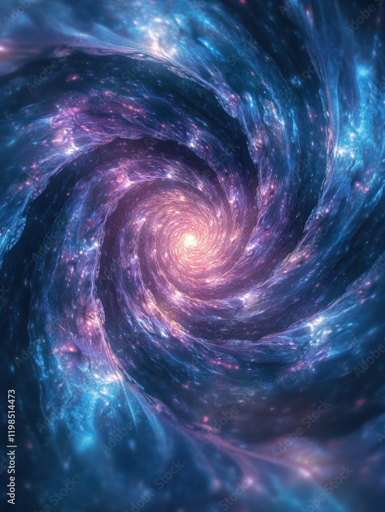 Poster mesmerizing abstract spiral galaxy with luminous core and shimmering nebula