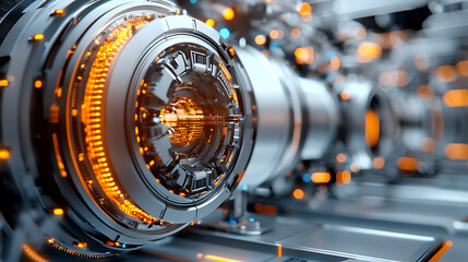 Obraz premium Futuristic mechanism close-up high-tech lab digital art sci-fi environment macro view innovation concept