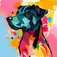 Vibrant Colorful Dog Pop Art Halfbody