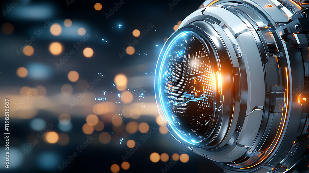 Poster exploring the future of technology digital sphere virtual world visual art abstract environment clos