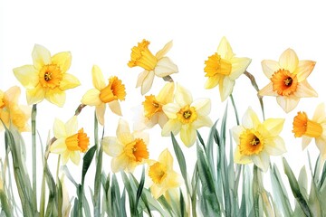 Watercolor painting of yellow daffodils. (4)
