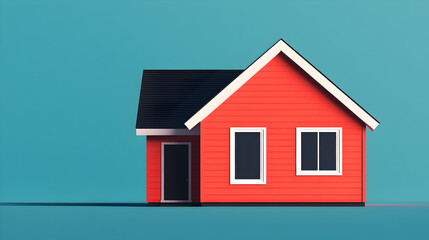 Modern red house design minimalist architecture digital art bright environment side view