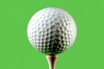 Close-up of Golf Ball on Tee Against Vibrant Green Background