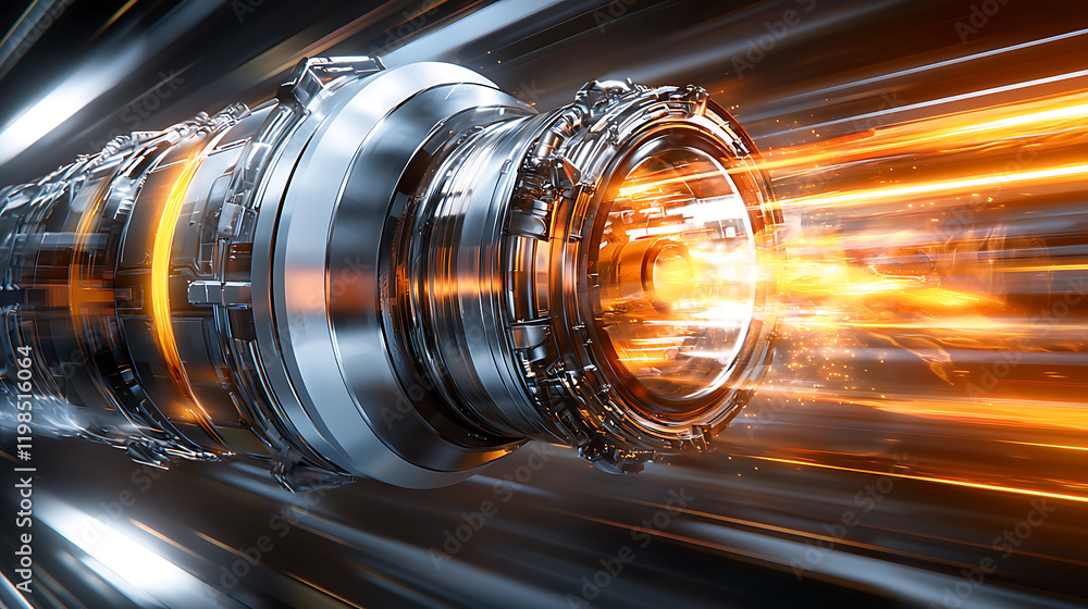 Poster high-speed energy transmission device in motion futuristic environment 3d digital art dynamic perspe