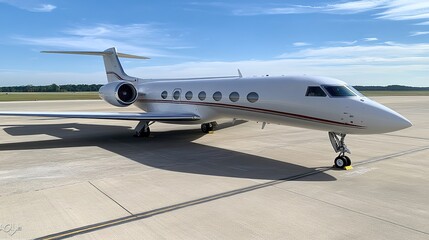 Luxury private jet ready for departure at tarmac high-resolution image aviation outdoor wide angle