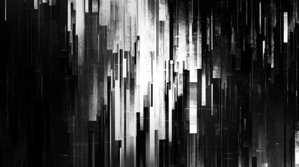 Obraz premium Abstract Glitch Art with Vertical Lines and Grayscale Colors