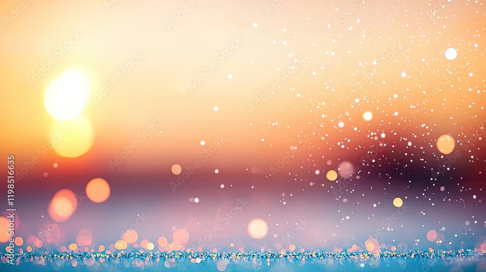 Poster dust pollution idea. a serene sunset with shimmering droplets creating a dreamy, magical atmosphere.