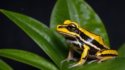 Fototapeta premium Morning Melody: The Buzzing Nursery Frog at Sunrise in the Rainforest