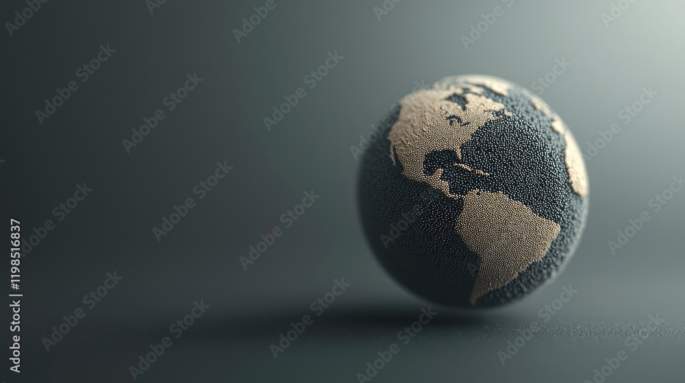 Poster dust pollution idea. stylized globe representing the world with a textured surface and soft lighting