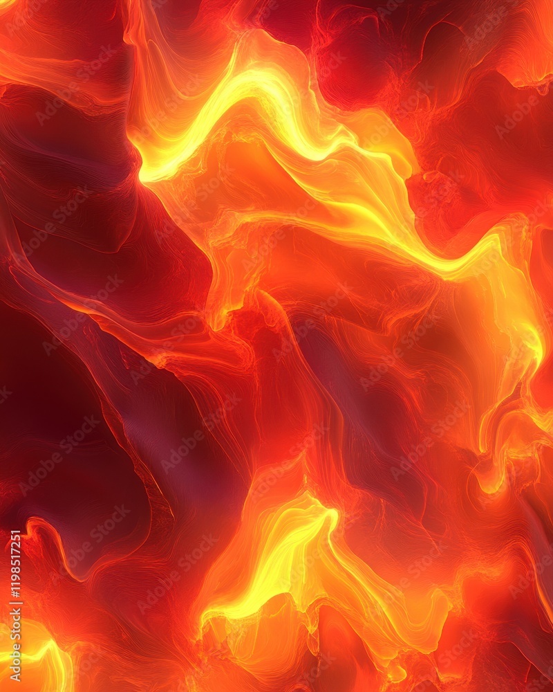 Aufkleber dynamic abstract red and yellow flame-like texture background, seamless pattern