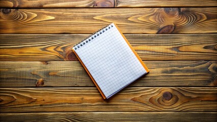 Blank Notepad on Rustic Wood, High Angle View - Perfect for Mockups & Note-Taking