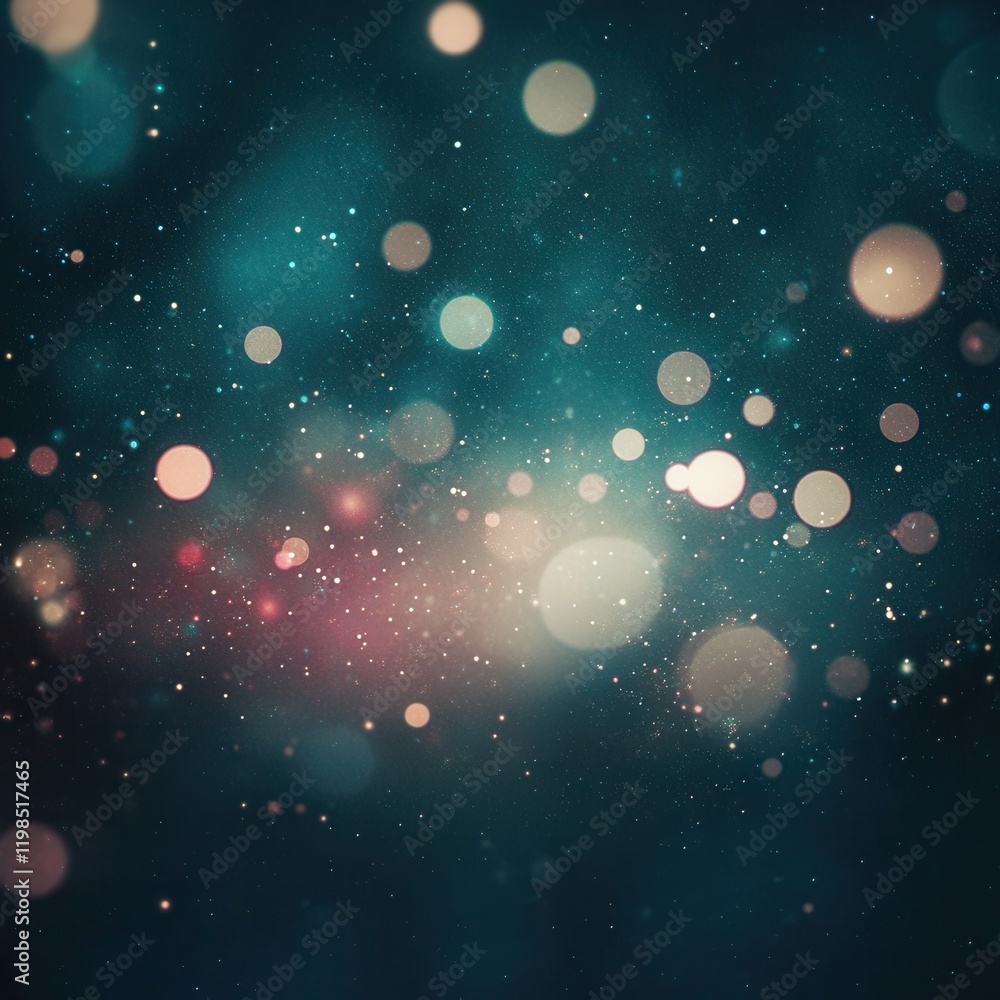 Aufkleber ethereal dark teal bokeh background with sparkling lights and soft glow