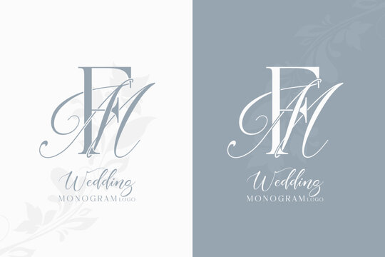 MF monogram logo FM initial letter wedding logo monogram logo
