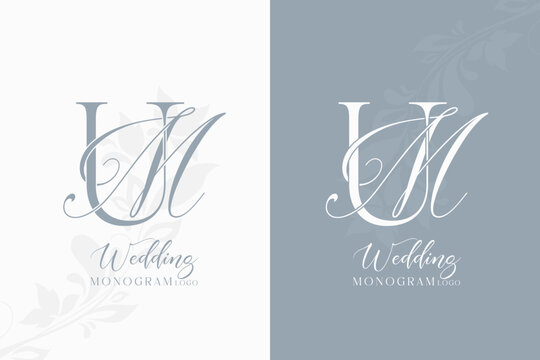MU monogram logo UM initial letter wedding logo monogram logo