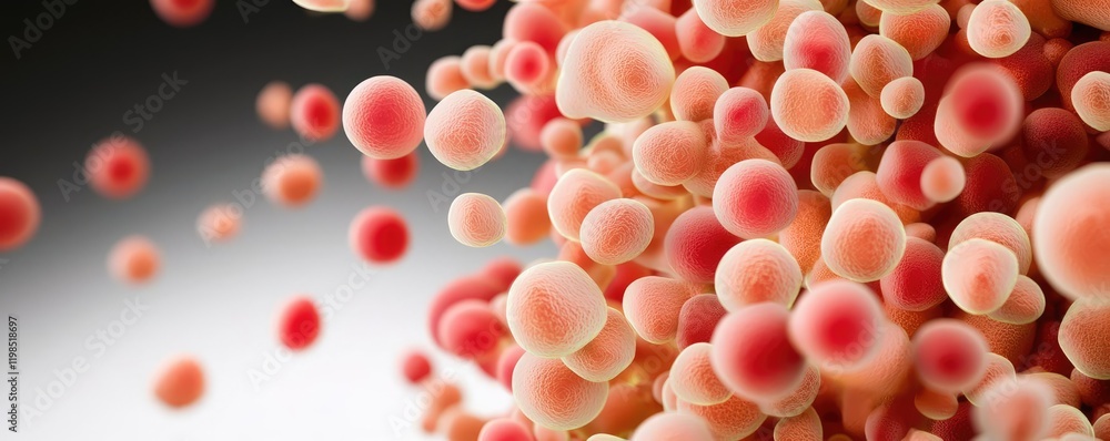 Poster dust pollution idea. abstract representation of cells in motion, showcasing vibrant colors and biolo