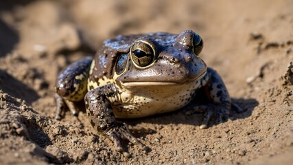 Obraz premium Giant Burrowing Frog Preparing for its Next Dig in the Soft Sand