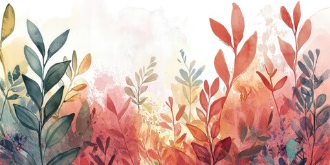 A watercolor illustration of plants with soft, flowing strokes and vibrant hues.