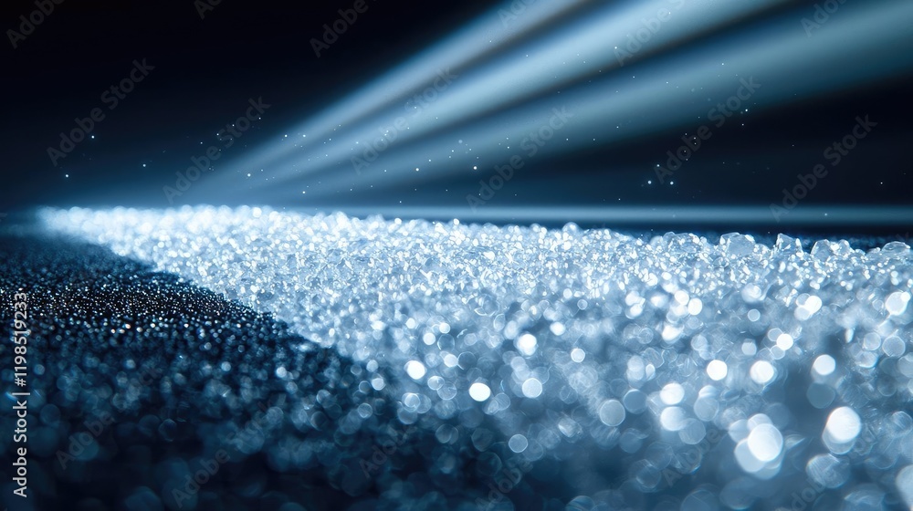 Poster Dust pollution idea. Illuminated particles create a mesmerizing effect with light beams in a dark environment.