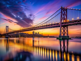 Boston Suspension Bridge Dusk Long Exposure Photography - Cityscape Skyline