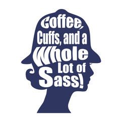 Metropolitan policewoman face side view icon. Elegant silhouettes of a female head. Avatar profile sign. Motivational quote or phrase