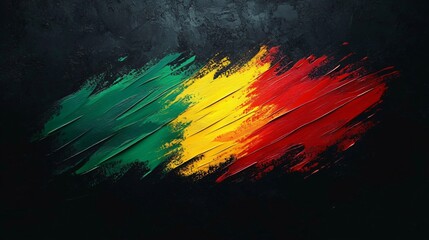 An abstract rasta-colored flag backdrop, perfect for Black History Month promotions or cultural event banners, featuring dynamic brush strokes and ample copy space.