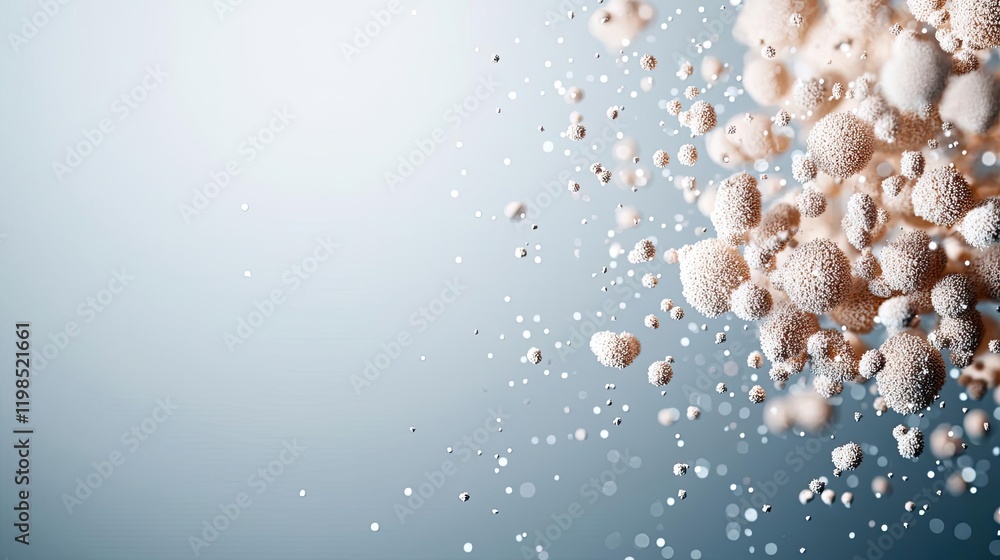 Poster Dust pollution concept. Abstract particles floating in the air, creating a dreamy and futuristic atmosphere.