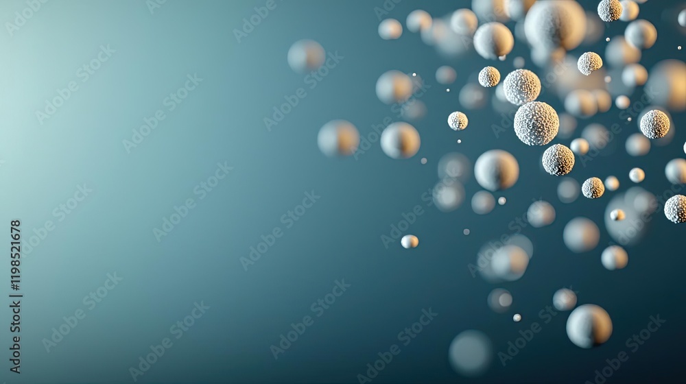 Poster Dust pollution concept. Abstract representation of bubbles floating in a serene environment, evoking calmness.