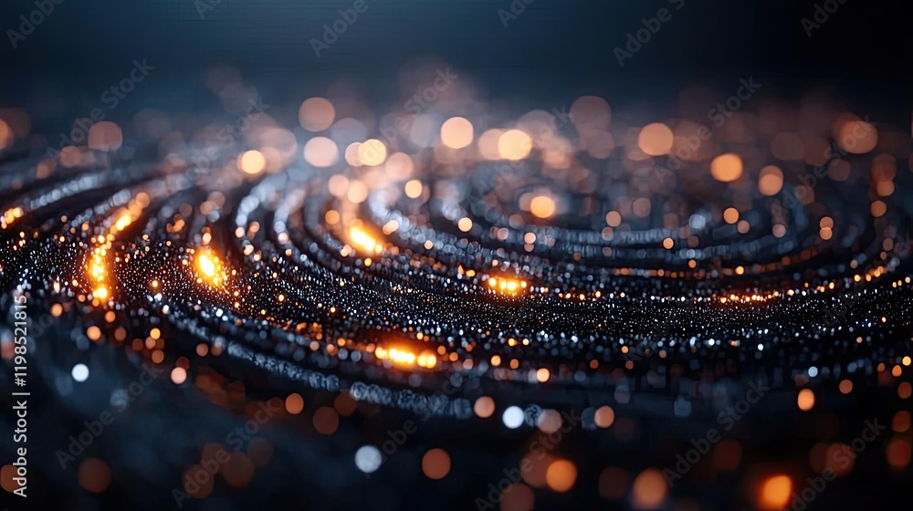 Aufkleber Dust pollution concept. Abstract glowing particles create a mesmerizing swirling pattern on a dark background.