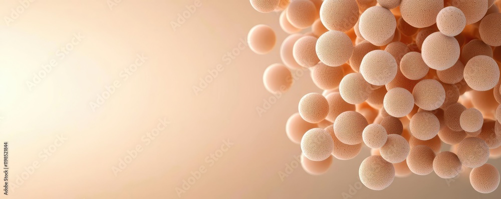 Aufkleber Dust pollution idea. Abstract close-up of spherical structures on a soft gradient background.