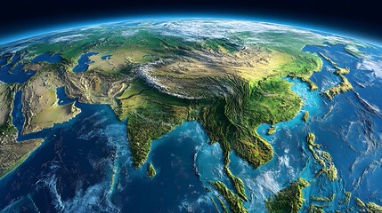 Asia, night-day satellite image - Offset