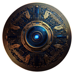 Naklejka premium PNG Copper coin technology gold blue.