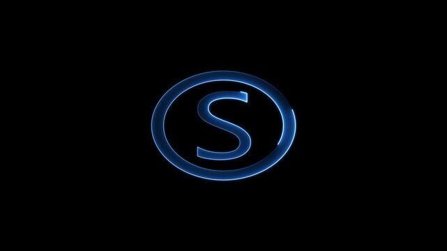 English uppercase alphabet design  S  . All capital alphabets neon animation.  Educational concept with neon letter. Latter motion in black background, Animated neon alphabet, 4k video
