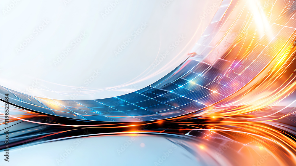 Poster dynamic light trails and digital patterns futuristic environment abstract art high-tech vibes artist