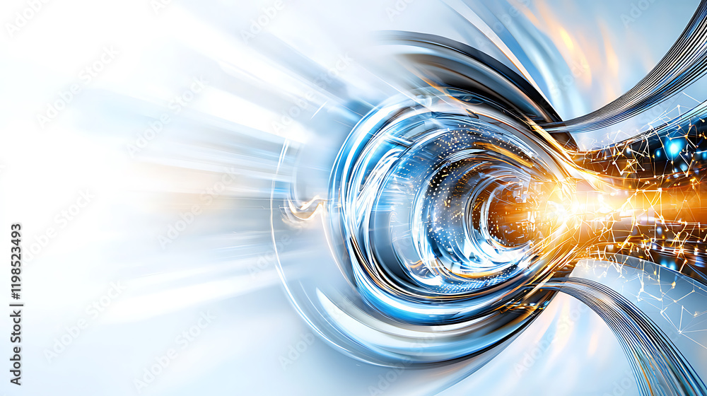 Poster dynamic energy flow futuristic digital space abstract visual high-tech environment close-up view con