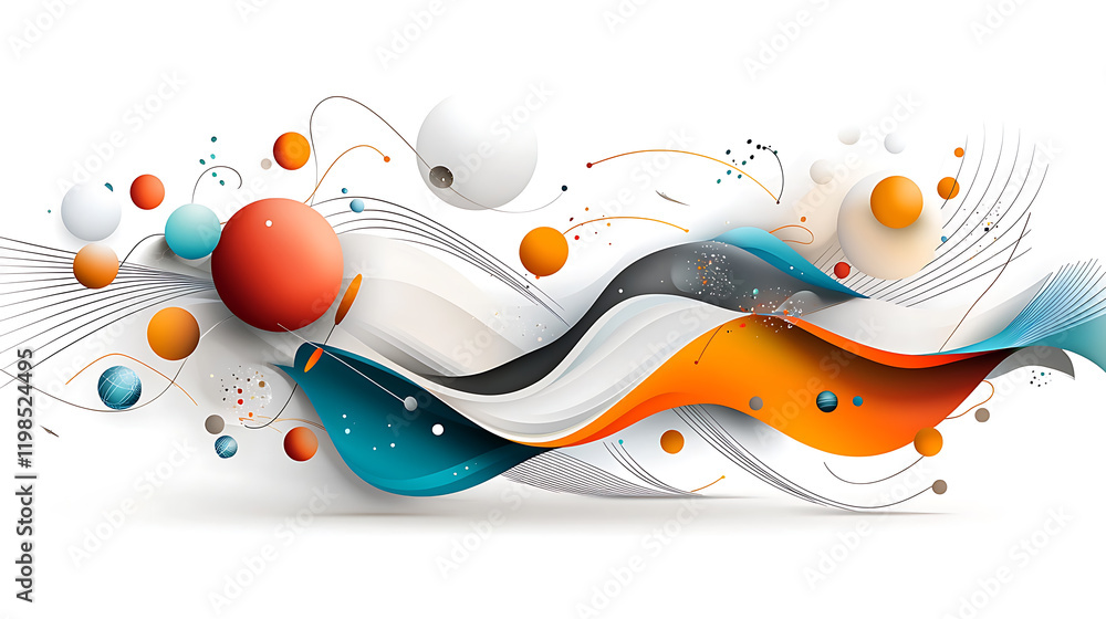 Poster dynamic abstract art displaying colorful waves and shapes digital artwork environment vibrant and mo