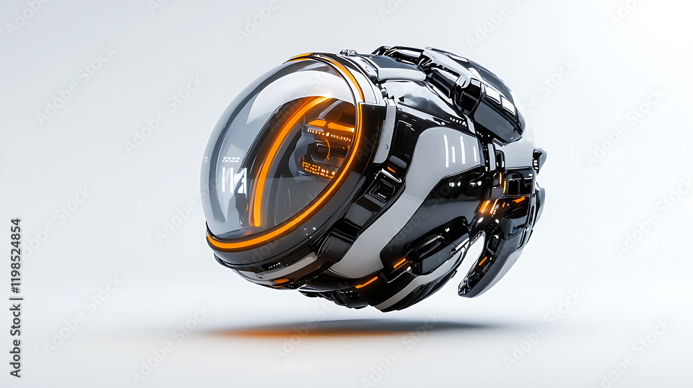Aufkleber futuristic hovering sphere digital space clean environment close-up view advanced technology concept