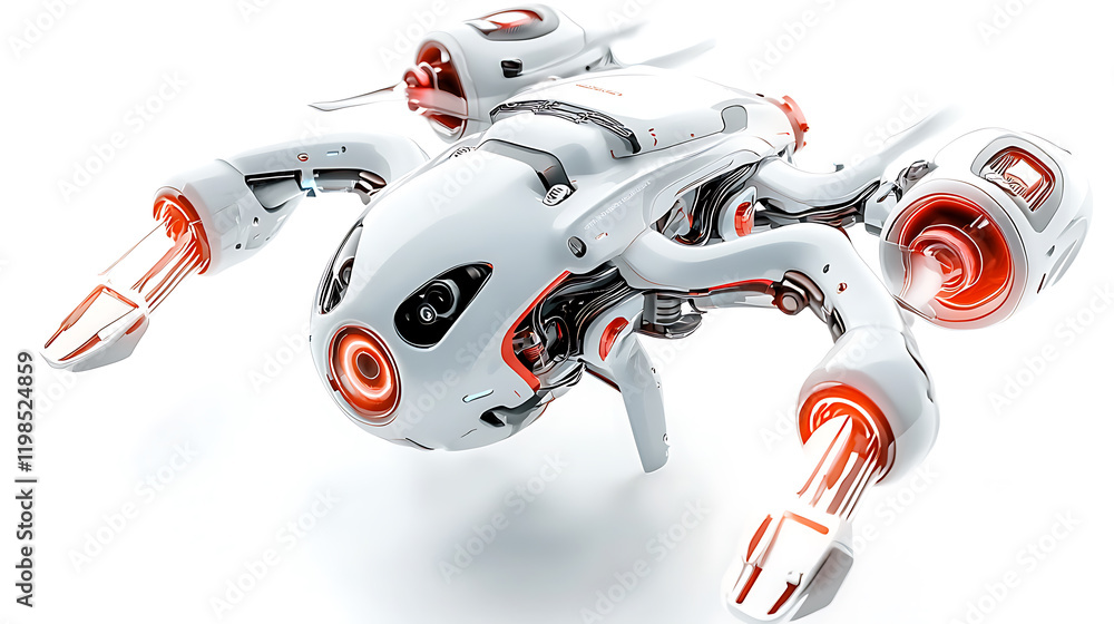 Aufkleber futuristic robotic machine tech lab digital art modern environment close-up view innovation concept