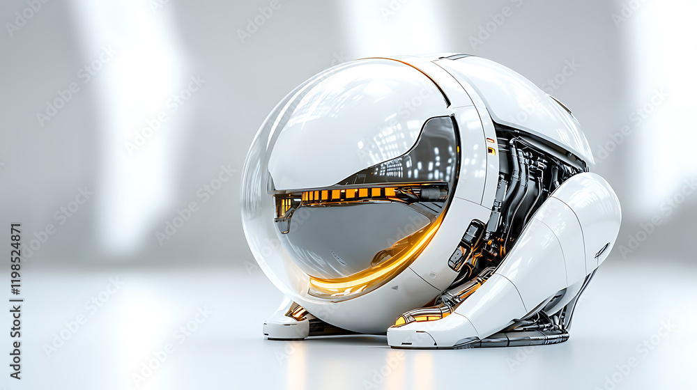 Poster futuristic space exploration robot sci-fi universe digital art minimalist setting close-up advanced 