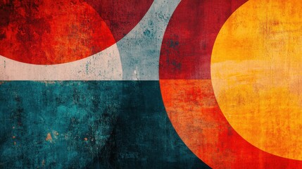 Abstract Geometric Grunge Background with Vibrant Colors and Textural Detail.
