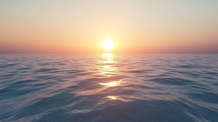 Obraz premium Serene Ocean Sunset A Peaceful Vista with Golden Light Reflecting on Gentle Waves.